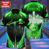Maxcorners Bowling Thunder Pattern Multicolor Customized Name 3D Polo Shirt