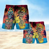 Maxcorners Skull Chill Tropical Summer Aloha Mens Board Shorts