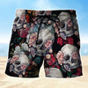 Maxcorners Skull Roses Cool Design Aloha Mens Board Shorts