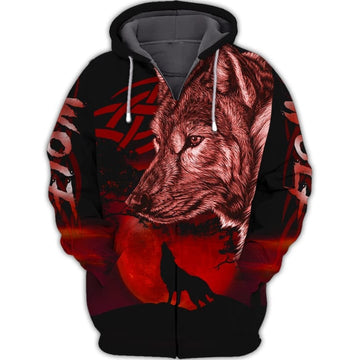 Maxcorners Wolf Red Background 3D Shirt