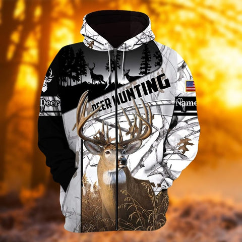 Maxcorners Personalized Name The Uniqe Deer Hunting Hoodie & Zip Hoodie 3D Multicolor