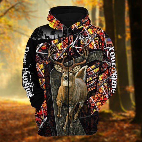 Maxcorners Personalized Name The Uniqe Deer Hunting 3D Hoodie & Zip Hoodie