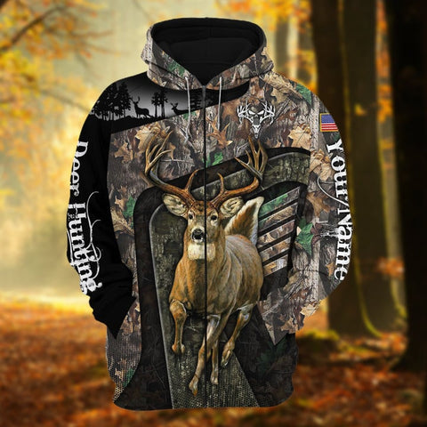 Maxcorners Personalized Name The Uniqe Deer Hunting 3D Hoodie & Zip Hoodie