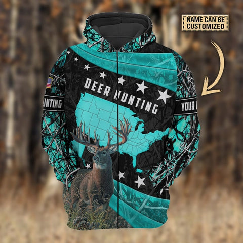 Maxcorners Personalized Name Premium Deer Hunting Hoodie & Zip Hoodie 3D Multicolor