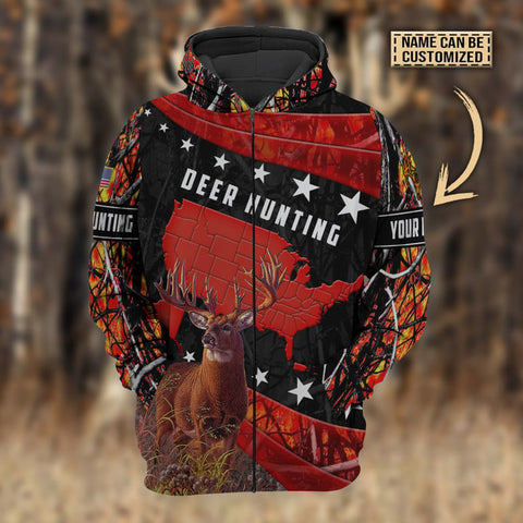 Maxcorners Personalized Name Premium Deer Hunting Hoodie & Zip Hoodie 3D Multicolor