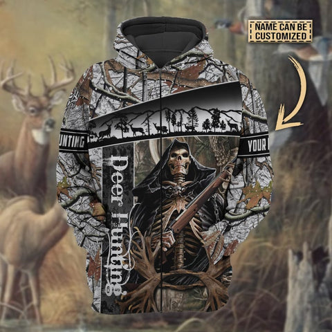 Maxcorners Personalized Name The Death Deer Hunting Hoodie & Zip Hoodie 3D Multicolor