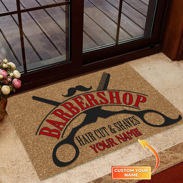 Maxcorners Artsbaba Barber Shop Personalized Doormat