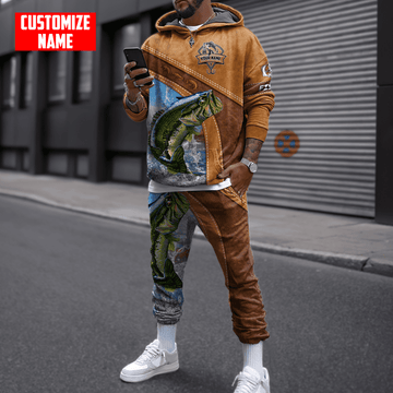 CUSTOM NAME BASS FISHING JUMPING COMBO HOODIE AND SWEATPANT