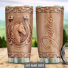 Maxcorners Personalized Horse Wood Style Stainless Steel Tumbler