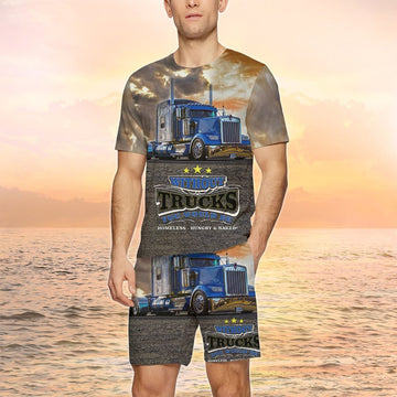 Maxcorners Truckers Never Without, Trucker Tshirts, Trucker Men Beach Shorts, Tshirt And Board Shorts