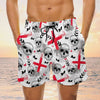 Maxcorners Skull White & Red Mens Boardshorts Board Shorts