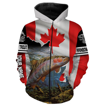 Maxcorners Rainbow Trout (Steelhead) Fishing 3D Canada Flag Patriot Custom Name