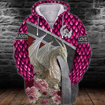 Maxcorners Dragon And Rose 3D Full Print Shirts SO2612