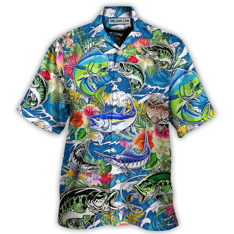 Maxcorners Fishing Hunting Born To Fish Tropical Vibe Hawaiian Shirt