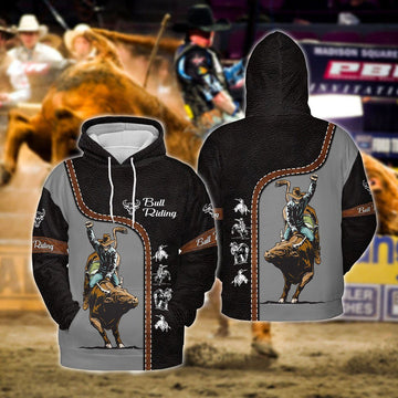Maxcorners Amazing Bull Riding Black Leather Pattern
