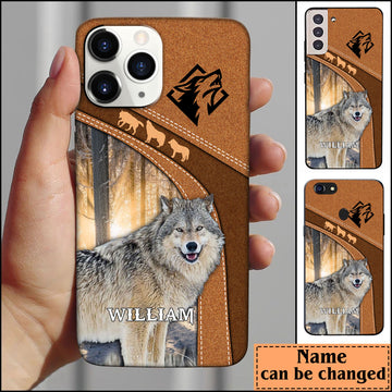 Maxcorners Leather Pattern Personalized wolf Phone Case -IPhone