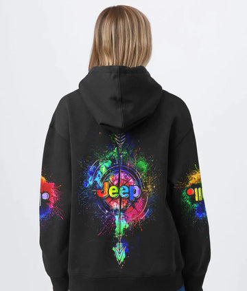 Maxcorners Watercolor Jeep Compass 3D Over Printed Hoodie