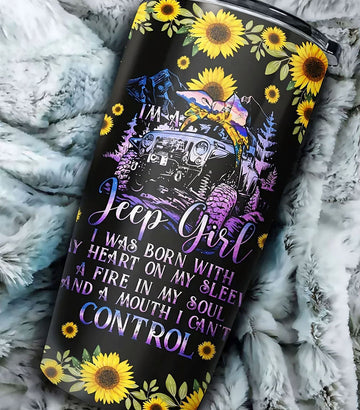 Maxcorners I'm A Jeep Girl Purple Sunflower 3D Over Printed Tumbler