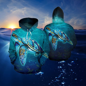 Maxcorners Hawaii All Over Hoodie - Turtle Under Sea