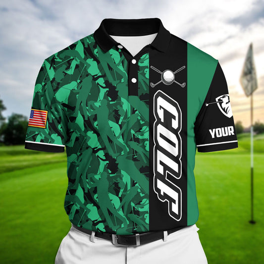 Max Corners Green Pride Premium Cool American Flag Golf Polo Shirts Multicolored Custom Name Polo