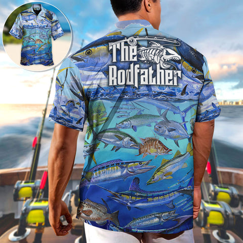 Maxcorners Fishing Undersea The Rodfather Tuna Fish Hawaiian Shirt