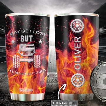 Maxcorners Jeep Never Get Stuck Personalized Name 3D Over Printed Tumbler