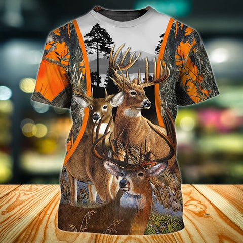 Maxcorners  Three Deers Hunting All Over Printed 3D Shirts