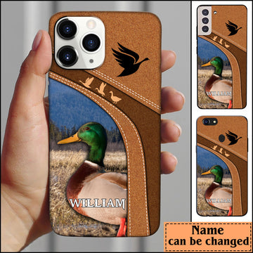 Maxcorners Leather Pattern Personalized Phone Mallard Duck  - Samsung  Phone case