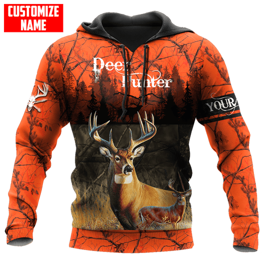 Maxcorners Personalized Name Deer Hunting Orange Green Camo 3D Design All Over Printed