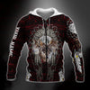 Maxcorners Personalized 3D Zip Hoodie Native American Wolf 3D