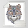 Maxcorners Tattoo Head Wolf Native American Blanket