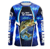 Maxcorner Bass Fishing Blue Galaxy Custom Long Sleeve Performance Fishing 3D shirt