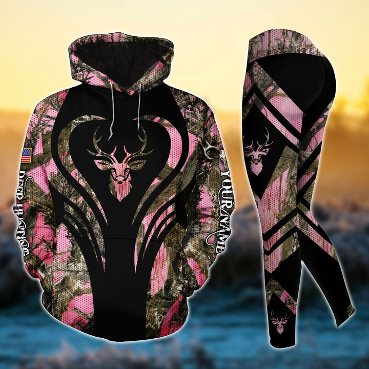 Max Corner Premium Heart Line Deer hunting 1 Personalized 3D Combo Hoodie & Legging Set