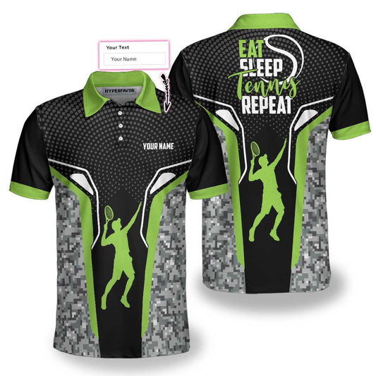 Maxcorners Tennis Eat Sleep Tennis Repeat Customized Name All Over Printed Shirt
