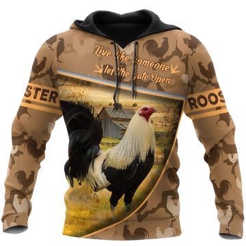 Maxcorners Rooster Live Like Someone All Over Printed Unisex Deluxe Hoodie