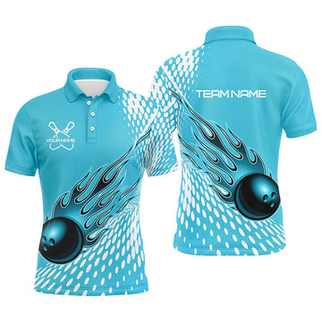 Max Corner Personalized Cyan Flame Bowling Ball  Art Name And Team Shirt
