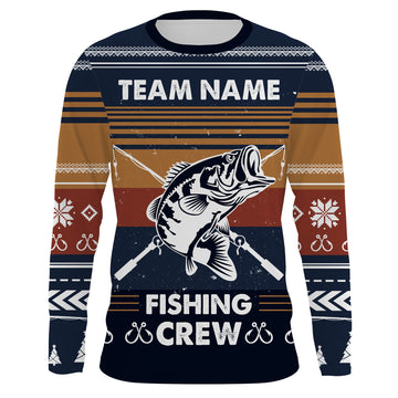 Max Corner Bass Fishing Crew Ugly sweater pattern Custom Long Sleeve Fishing Shirts Personalized Christmas Fishing gifts