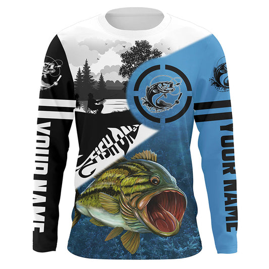Maxcorners Largemouth Bass Fishing Fish On Blue Custom Name