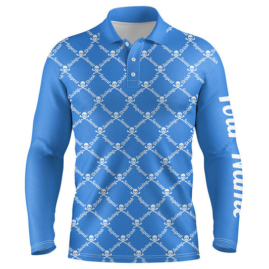 Max Corner Mens golf polo shirt swing swear drink repeat golf skull custom name golf wear for mens