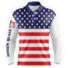 Max Corner Mens golf polo shirt American flag patriotic custom name white mens golf shirt, golfing gifts