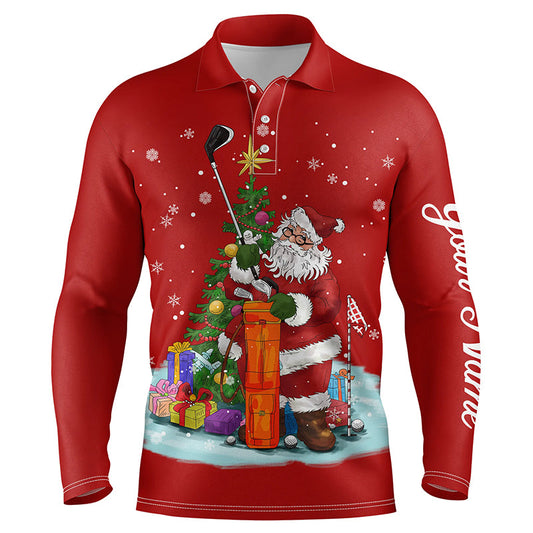 Max Corner Christmas golf shirts custom name Mens golf polo shirt - Santa Golfer Christmas golf gifts