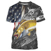 Maxcorner Walleye Fishing American Flag Patriotic Custome Name  3D shirt