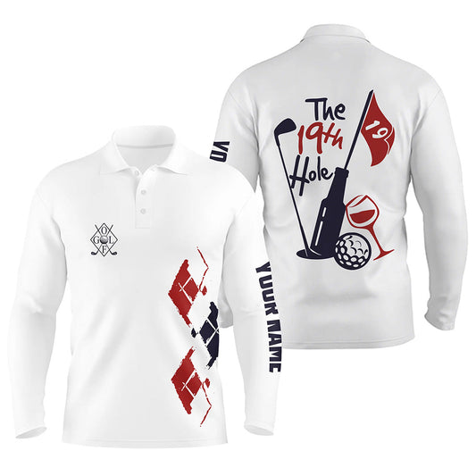 Max Corner Funny Mens golf polo shirt custom vintage golf and wine the 19th hole golf clubs team polo shirts