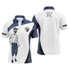 Max Corner Blue and white Mens golf polos shirts custom name funny golf skull golf shirt, golfing gift for him