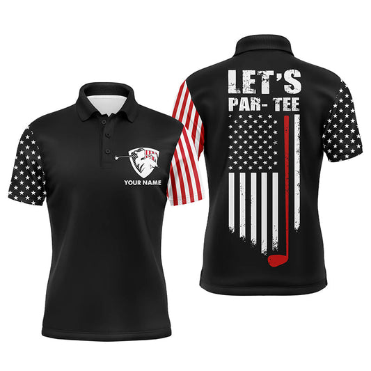 Max Corner American flag golf polo shirt for men custom Let's par tee patriotic mens golf shirts