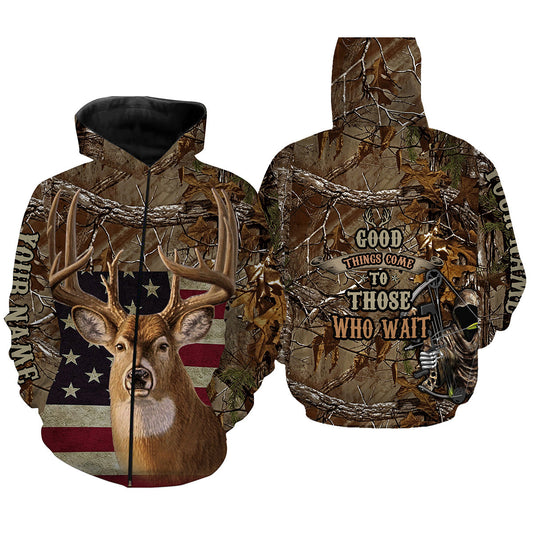 Max Corner Deer hunting American Flag camo Custom Name All over print Shirt Gift For Hunter