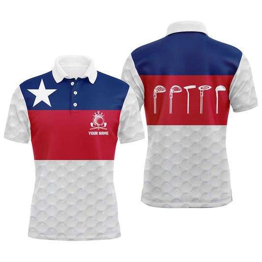 Max Corner Texas Flag Mens Golf Polo Shirt, Texas Golf Shirts For Men, Custom Name Patriotic Golf Gifts