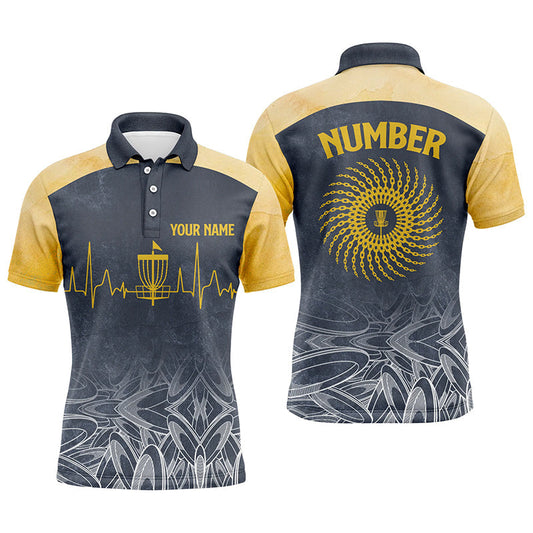 Max Corner Heartbeat Mens Golf Polo Shirts, Custom Golf Shirts Disc Golf Shirts For Mens