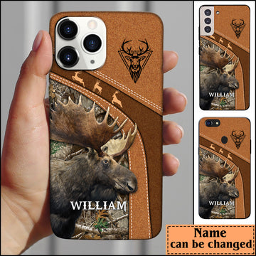 Maxcorners Leather Pattern Personalized Phone Moose Deer - Samsung  Phone Case