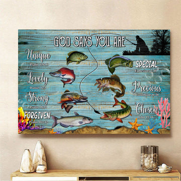 Maxcorners Bass Fishing Canvas God Says You Are